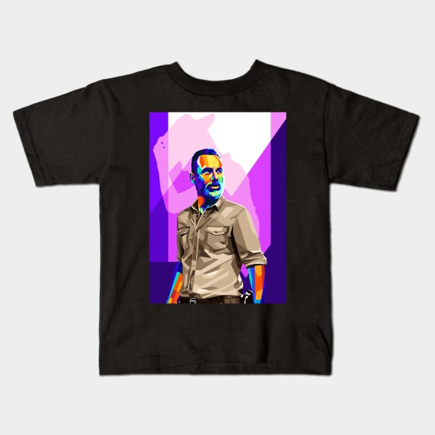 Rick Grimes WPAP Pop Art colorful Kids T-Shirt by godansz